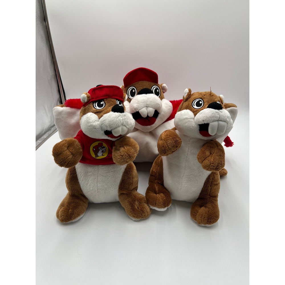 Buc-ee's Plush Lot of 4 Beaver Mascot Stuffed Animals & Travel Neck Pillow Jaag